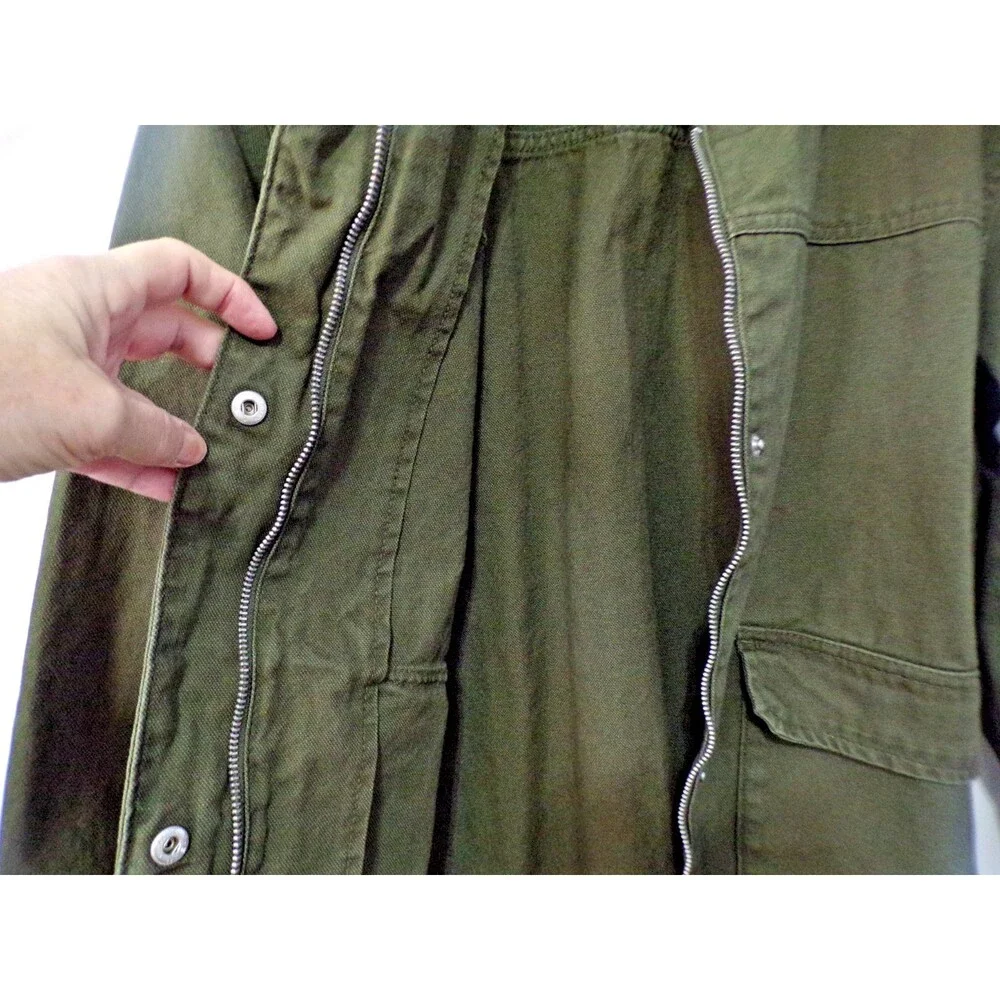 GAP Dark Green & Brown Corduroy Woven Barn Jacket Zipper & Snap Close Size XS - Picture 5 of 6